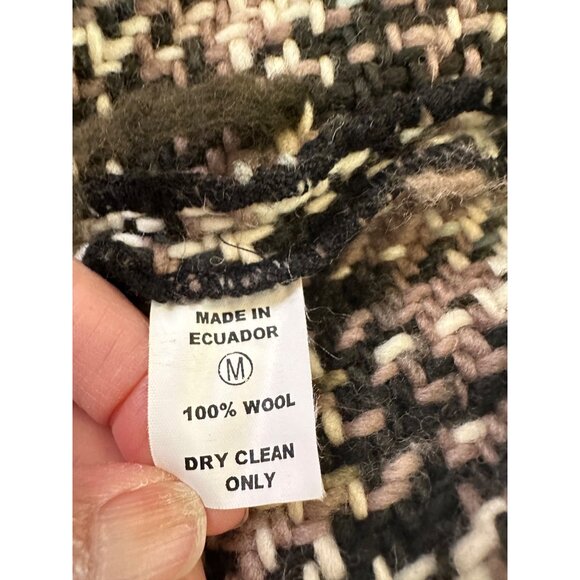 World Folk Art Hooded Woven 100% Wool Coat M Nanaimo Canada Button Pockets Read - Picture 3 of 16